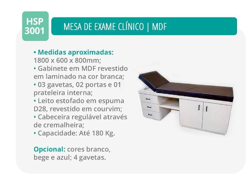 Mesa de Exame Clinico em MDF